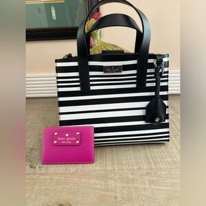 Kate Spade Bundle - New York Anissa Handbag Black White & Pink Card holder - EUC